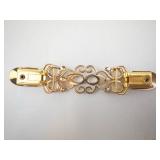 Vintage Gold-Tone Filigree Hair Barrette with Crystals