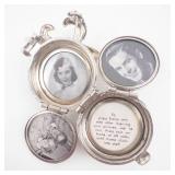 Fleur-de-Lis Silver Locket Pendant - Pearl Cluster