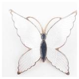 Butterfly Brooch Pin - White Enamel Wings, Gold-Tone Body