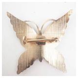Butterfly Brooch Pin - White Enamel Wings, Gold-Tone Body