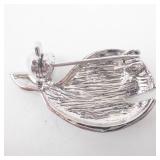 Whale -Shaped Rhinestone Brooch - Silver-Tone with Clear Crystals, Pin Back