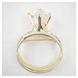 Yellow Gold Ring with Large Center Stone & Pavé Band Brooch