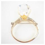 Yellow Gold Ring with Large Center Stone & Pavé Band Brooch