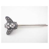 Sterling Silver Bee Hair Pin- Crystal-Set Wings