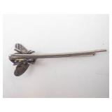 Sterling Silver Bee Hair Pin- Crystal-Set Wings