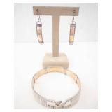 Bracelet & Earrings Set - Silver-Tone Wire-Wrapped Copper Panels