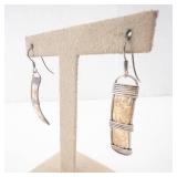 Bracelet & Earrings Set - Silver-Tone Wire-Wrapped Copper Panels