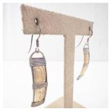 Bracelet & Earrings Set - Silver-Tone Wire-Wrapped Copper Panels