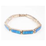 Created Blue Opal Inlay Bracelet - Sterling Silver (925)