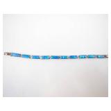 Created Blue Opal Inlay Bracelet - Sterling Silver (925)
