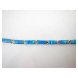 Created Blue Opal Inlay Bracelet - Sterling Silver (925)