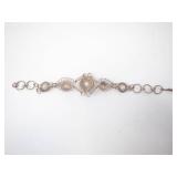 Filigree Silver-Tone Jewelry Set with Blue Glass Stones - Earrings & Bracelet