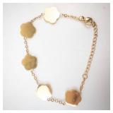 Gold-Tone Clover Charm Bracelet - Link Chain, 8.5 Inches