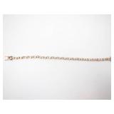 Gold-Tone Wave-Link Bracelet with Round-Cut Stones - 8-Inch Length