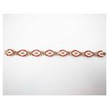 Bracelet - Vintage Gold-Tone Enamel with Red/White Oval Links, 8 Inches