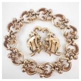 Trifari Gold-Tone Bracelet & Earrings Set with Crystals