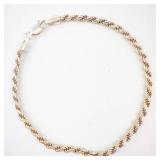 Sterling Silver Rope Bracelet - 925, Lobster Clasp