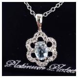 Gold Coast Aquamarine Birthstone Pendant Necklace - Halo Setting