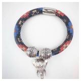 Brighton Wrap Bracelet - Multicolor Cord with Elephant Charm & Strength Heart Pendant