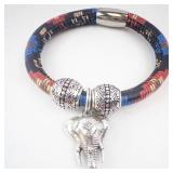 Brighton Wrap Bracelet - Multicolor Cord with Elephant Charm & Strength Heart Pendant