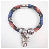 Brighton Wrap Bracelet - Multicolor Cord with Elephant Charm & Strength Heart Pendant