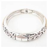 Brighton Two-Tone Leaf-Pattern Bangle Bracelet - Silver & Gold Tone