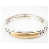 Brighton Two-Tone Leaf-Pattern Bangle Bracelet - Silver & Gold Tone