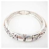 Brighton Two-Tone Leaf-Pattern Bangle Bracelet - Silver & Gold Tone