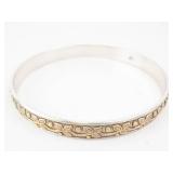 Brighton Two-Tone Leaf-Pattern Bangle Bracelet - Silver & Gold Tone
