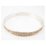Brighton Two-Tone Leaf-Pattern Bangle Bracelet - Silver & Gold Tone