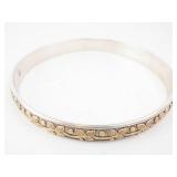 Brighton Two-Tone Leaf-Pattern Bangle Bracelet - Silver & Gold Tone