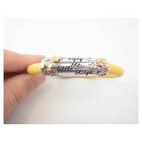 Brighton Bracelet - Yellow Leather Wrap with Floral Barrel Charm 