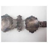 Mexican Sterling Silver Bracelet - Green Cabochons, 925