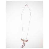 Phoenix Bird Necklace - Rose Gold Tone with Crystals & Pearl Pendant