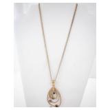 Sterling Silver Teardrop Pendant Necklace with Gold-Tone Finish - Multi-Color Cabochons