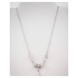 Sterling Silver Necklace with Filigree Swirls and Teardrop Pendant - Vintage Style