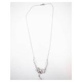 Sterling Silver Necklace with Filigree Swirls and Teardrop Pendant - Vintage Style