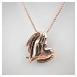 Rose Gold Heart Pendant Necklace with Purple Gemstone & Crystal Accents