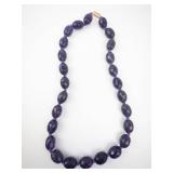 Amethyst Bead Necklace - Faceted Purple Stones With 14K Gold Clasp
