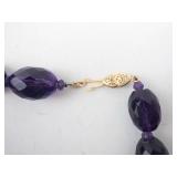 Amethyst Bead Necklace - Faceted Purple Stones With 14K Gold Clasp
