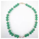 Gold-Tone Jade Bead Necklace for Pendant Enhancer with 14k Clasp