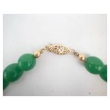 Gold-Tone Jade Bead Necklace for Pendant Enhancer with 14k Clasp