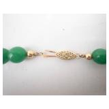 Gold-Tone Jade Bead Necklace for Pendant Enhancer with 14k Clasp