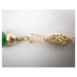 Gold-Tone Jade Bead Necklace for Pendant Enhancer with 14k Clasp