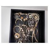 Assorted Costume Jewelry Lot - Necklaces, Bracelets, Watches, Rings & Brooches
