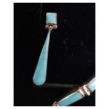 STAUER Sterling Silver Turquoise Necklace and Earrings in Stauer box. ***Estimated Replacement Value $900***