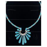 STAUER Sterling Silver Turquoise Necklace and Earrings in Stauer box. ***Estimated Replacement Value $900***