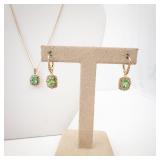 Vermeil (Sterling Silver) Green Gem Necklace & Earrings Set