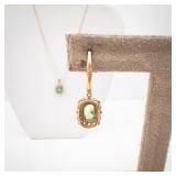 Vermeil (Sterling Silver) Green Gem Necklace & Earrings Set