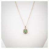 Vermeil (Sterling Silver) Green Gem Necklace & Earrings Set